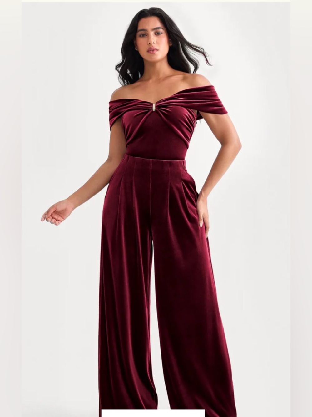 NWT Popilush Red Velvet Wide-Leg Sculpting Trousers Shapewear Size Large